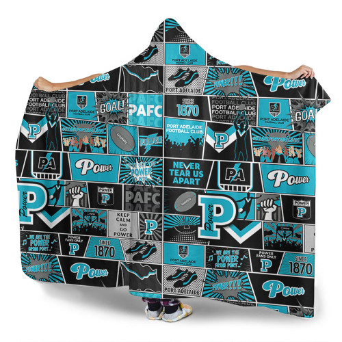 Port Adelaide Hooded Blanket Legacy Of The Pride Comic Style Port Adelaide Hooded Blanket Legacy Of The Pride Comic Style