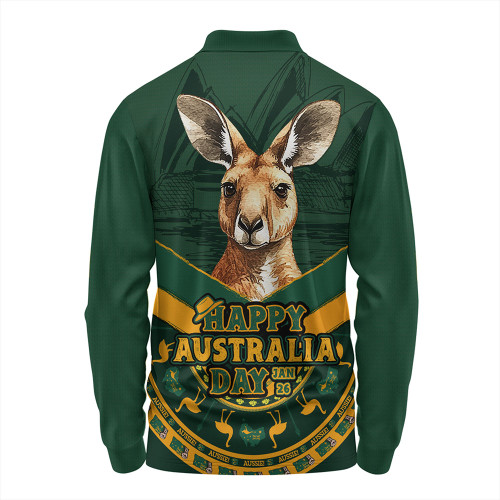 Australia Long Sleeve Polo Shirt Kangaroo Pride Australia Day Australia Long Sleeve Polo Shirt Kangaroo Pride Australia Day