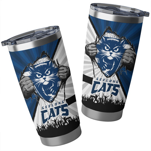 Geelong Cats Tumbler Breaking Through Fan Design Geelong Cats Tumbler Breaking Through Fan Design