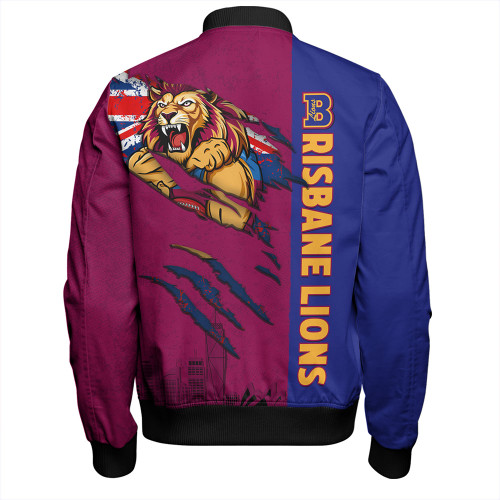Brisbane Lions Bomber Jacket Burning Passion Of Power Scratch Style
