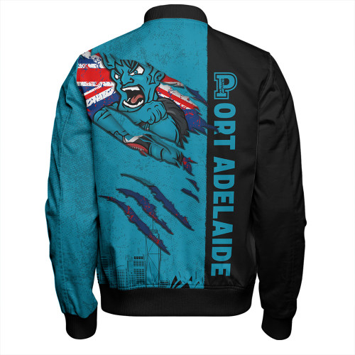 Port Adelaide Bomber Jacket Burning Passion Of Power Scratch Style Port Adelaide Bomber Jacket Burning Passion Of Power Scratch Style