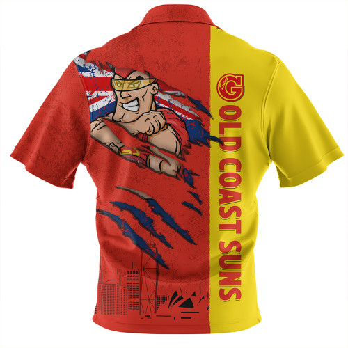 Gold Coast SUNS Hawaiian Shirt Burning Passion Of Power Scratch Style Gold Coast SUNS Hawaiian Shirt Burning Passion Of Power Scratch Style