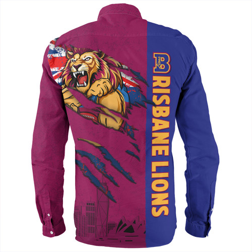 Brisbane Lions Long Sleeve Shirt Burning Passion Of Power Scratch Style Brisbane Lions Long Sleeve Shirt Burning Passion Of Power Scratch Style