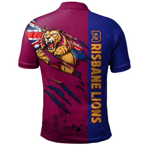 Brisbane Lions Polo Shirt Burning Passion Of Power Scratch Style Brisbane Lions Polo Shirt Burning Passion Of Power Scratch Style