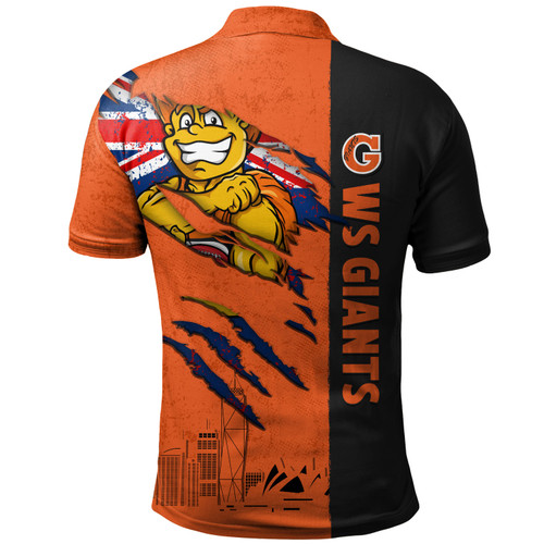 GWS GIANTS Polo Shirt Burning Passion Of Power Scratch Style GWS GIANTS Polo Shirt Burning Passion Of Power Scratch Style