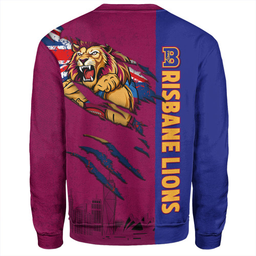 Brisbane Lions Sweatshirt Burning Passion Of Power Scratch Style Brisbane Lions Sweatshirt Burning Passion Of Power Scratch Style