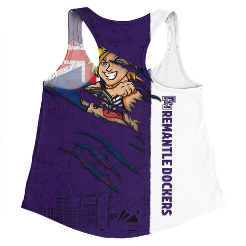 Fremantle Women Racerback Singlet Burning Passion Of Power Scratch Style