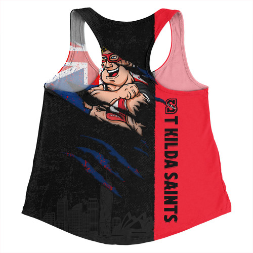 St Kilda Women Racerback Singlet Burning Passion Of Power Scratch Style