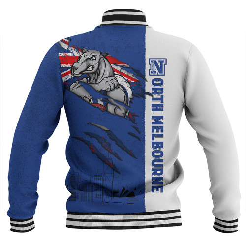 North Melbourne Baseball Jacket Burning Passion Of Power Scratch Style North Melbourne Baseball Jacket Burning Passion Of Power Scratch Style