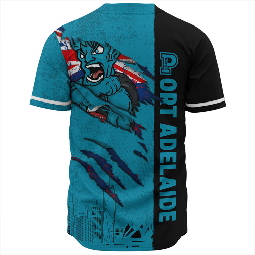 Port Adelaide Baseball Shirt Burning Passion Of Power Scratch Style Port Adelaide Baseball Shirt Burning Passion Of Power Scratch Style