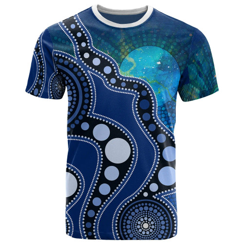 Australia Aborignal T-Shirt - Australia Indigenous Flag Circle Dot Painting Art (Blue) Australia Aborignal T-Shirt - Australia Indigenous Flag Circle Dot Painting Art (Blue)