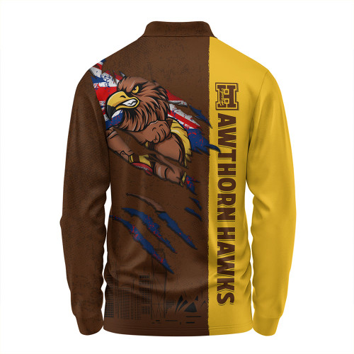 Hawthorn Long Sleeve Polo Shirt Burning Passion Of Power Scratch Style