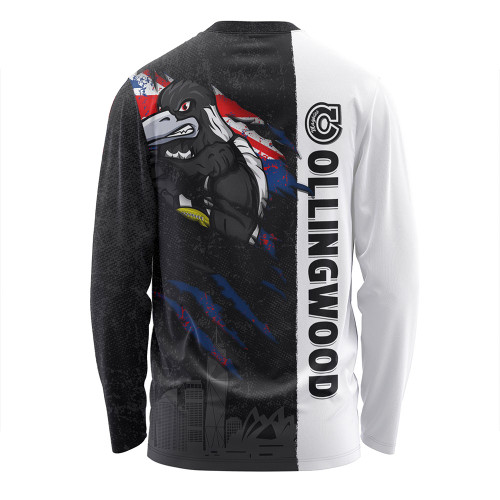 Collingwood Long Sleeve T-shirt Burning Passion Of Power Scratch Style Collingwood Long Sleeve T-shirt Burning Passion Of Power Scratch Style