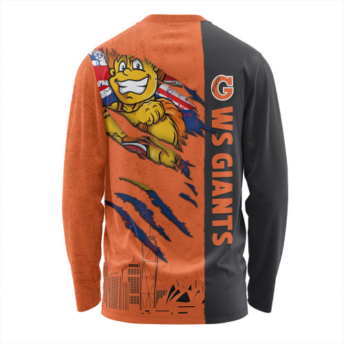 GWS GIANTS Long Sleeve T-shirt Burning Passion Of Power Scratch Style GWS GIANTS Long Sleeve T-shirt Burning Passion Of Power Scratch Style