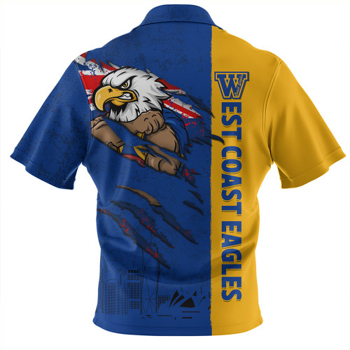 West Coast Eagles Zip Polo Shirt Burning Passion Of Power Scratch Style West Coast Eagles Zip Polo Shirt Burning Passion Of Power Scratch Style