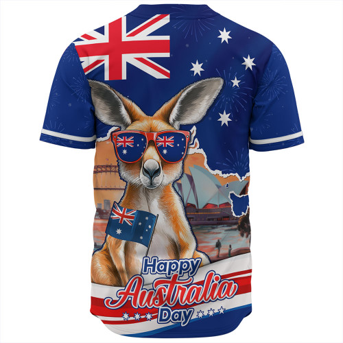 Australia Baseball Shirt Happy Australia Day Kangaroo With Sydney Opera House At Sunset Australia Baseball Shirt Happy Australia Day Kangaroo With Sydney Opera House At Sunset