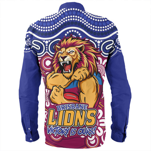 Brisbane Lions Long Sleeve Shirt Aboriginal Inspired Tough Fan Football For Life