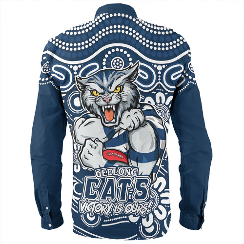 Geelong Cats Long Sleeve Shirt Aboriginal Inspired Tough Fan Football For Life Geelong Cats Long Sleeve Shirt Aboriginal Inspired Tough Fan Football For Life