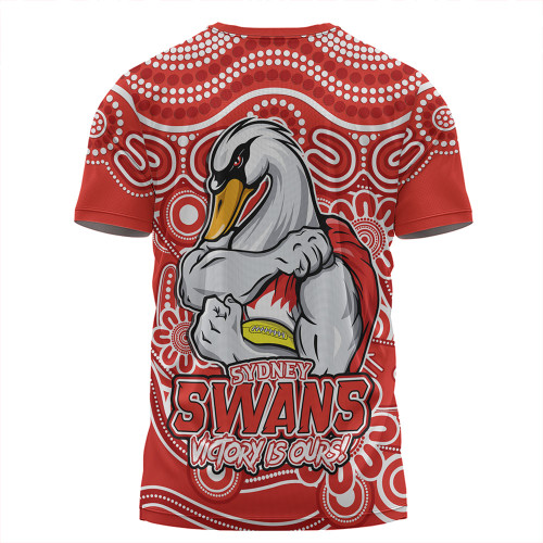 Sydney Swans T-Shirt Aboriginal Inspired Tough Fan Football For Life Sydney Swans T-Shirt Aboriginal Inspired Tough Fan Football For Life