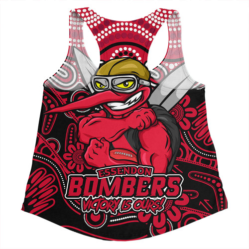 Essendon Women Racerback Singlet Aboriginal Inspired Tough Fan Football For Life