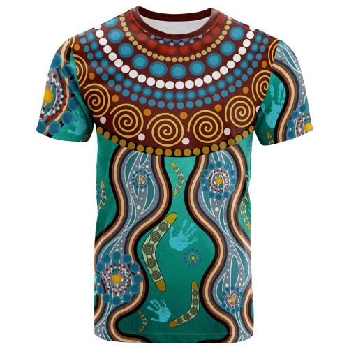 Australia Aboriginal T-Shirt - Bomerang With Dot Painting