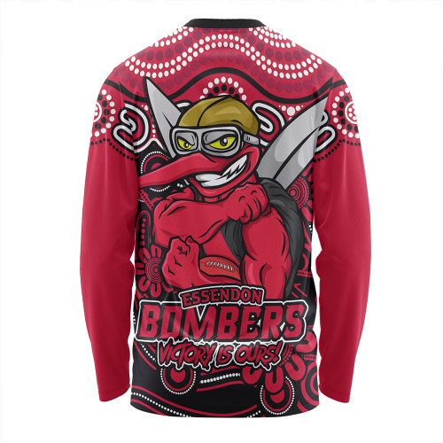 Essendon Long Sleeve T-shirt Aboriginal Inspired Tough Fan Football For Life Essendon Long Sleeve T-shirt Aboriginal Inspired Tough Fan Football For Life
