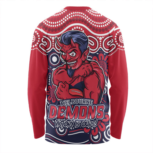 Melbourne Long Sleeve T-shirt Aboriginal Inspired Tough Fan Football For Life Melbourne Long Sleeve T-shirt Aboriginal Inspired Tough Fan Football For Life