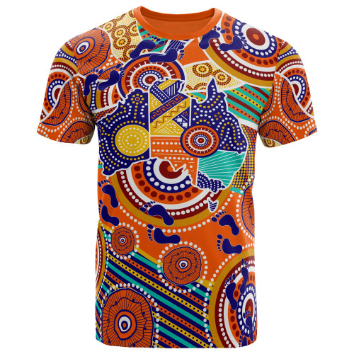 Australia Aboriginal T-shirt - Australian Map Dot Painting