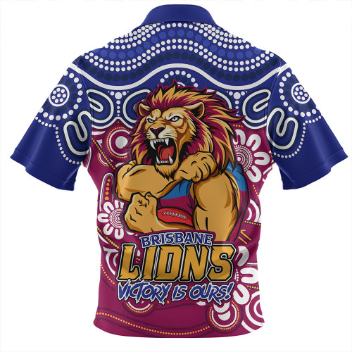 Brisbane Lions Zip Polo Shirt Aboriginal Inspired Tough Fan Football For Life