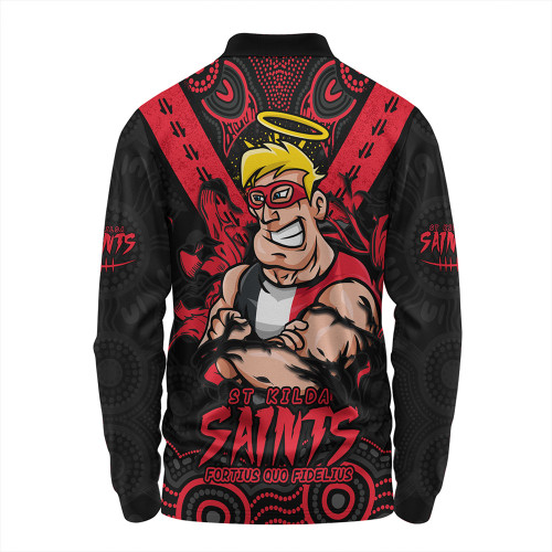 St Kilda Long Sleeve Polo Shirt Ripped Legacy Of The Game St Kilda Long Sleeve Polo Shirt Ripped Legacy Of The Game