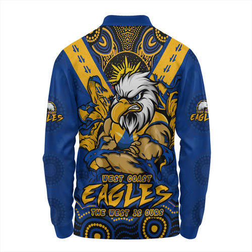 West Coast Eagles Long Sleeve Polo Shirt Ripped Legacy of the Game