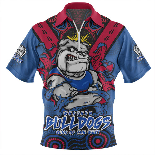 Western Bulldogs Zip Polo Shirt Ripped Legacy Of The Game