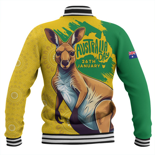 Australia Baseball Jacket Australia Day Kangaroo Art With Aboriginal Pattern Inspired Australia Baseball Jacket Australia Day Kangaroo Art With Aboriginal Pattern Inspired