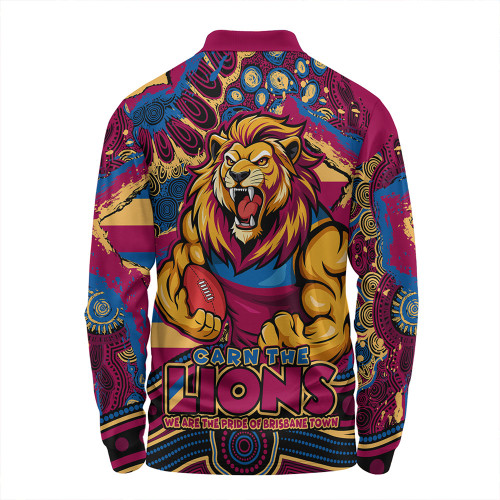 Brisbane Lions Long Sleeve Polo Shirt Blazing Spirit Of Victory Brisbane Lions Long Sleeve Polo Shirt Blazing Spirit Of Victory