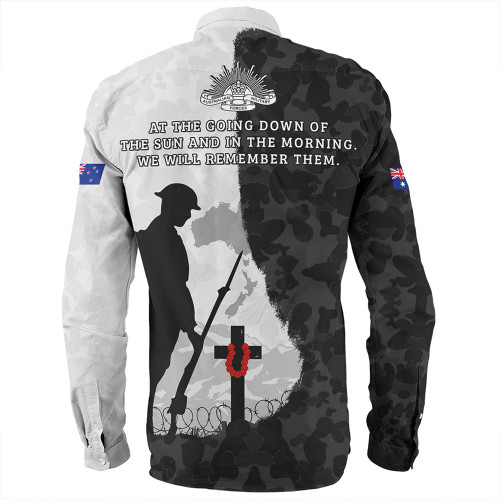 Australia Long Sleeve Shirt Anzac Day Lest We Forget Black Grunge Style Australia Long Sleeve Shirt Anzac Day Lest We Forget Black Grunge Style