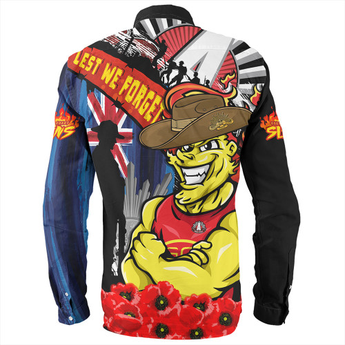 Gold Coast SUNS Long Sleeve Shirt Anzac Day Honor United In Spirit Gold Coast SUNS Long Sleeve Shirt Anzac Day Honor United In Spirit