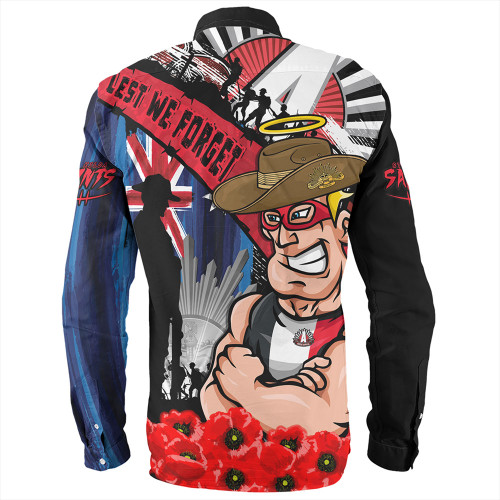 St Kilda Long Sleeve Shirt Anzac Day Honor United In Spirit