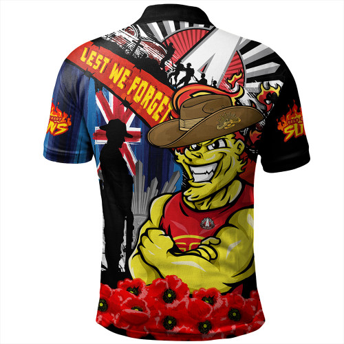 Gold Coast SUNS Polo Shirt Anzac Day Honor United In Spirit Gold Coast SUNS Polo Shirt Anzac Day Honor United In Spirit