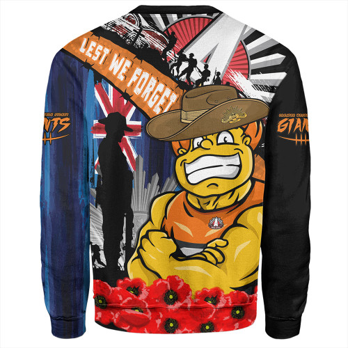 GWS GIANTS Sweatshirt Anzac Day Honor United In Spirit GWS GIANTS Sweatshirt Anzac Day Honor United In Spirit