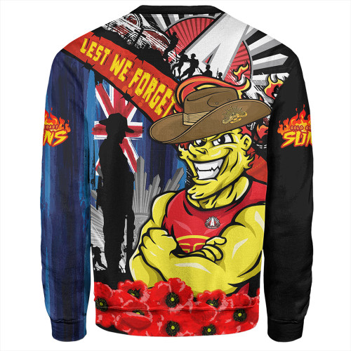 Gold Coast SUNS Sweatshirt Anzac Day Honor United In Spirit Gold Coast SUNS Sweatshirt Anzac Day Honor United In Spirit