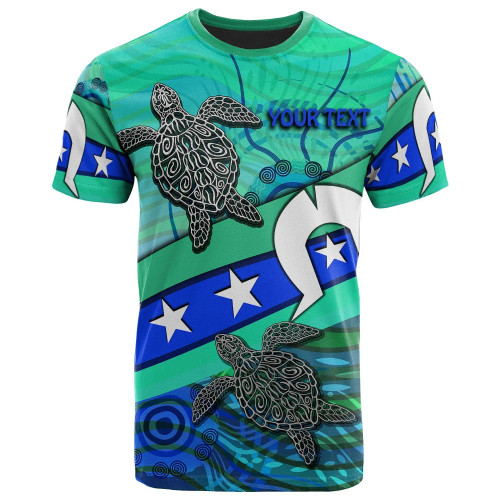 Australia Personalised T-Shirt - Torres Strait Flag And Turtle