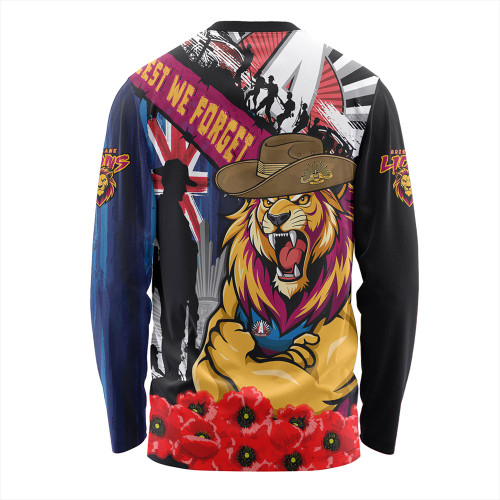 Brisbane Lions Long Sleeve T-shirt Anzac Day Honor United In Spirit Brisbane Lions Long Sleeve T-shirt Anzac Day Honor United In Spirit