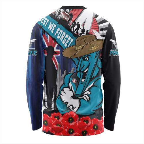Port Adelaide Long Sleeve T-shirt Anzac Day Honor United In Spirit