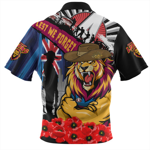 Brisbane Lions Zip Polo Shirt Anzac Day Honor United In Spirit Brisbane Lions Zip Polo Shirt Anzac Day Honor United In Spirit