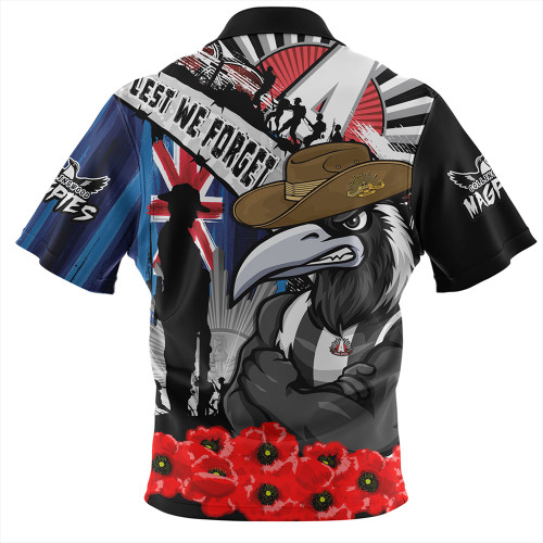 Collingwood Zip Polo Shirt Anzac Day Honor United In Spirit Collingwood Zip Polo Shirt Anzac Day Honor United In Spirit