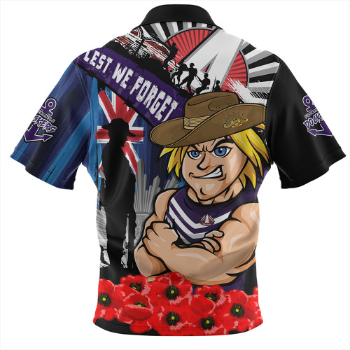 Fremantle Zip Polo Shirt Anzac Day Honor United In Spirit
