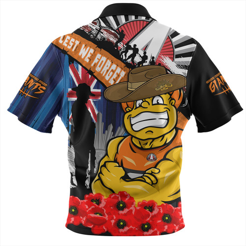 GWS GIANTS Zip Polo Shirt Anzac Day Honor United In Spirit