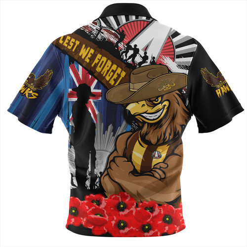 Hawthorn Zip Polo Shirt Anzac Day Honor United In Spirit Hawthorn Zip Polo Shirt Anzac Day Honor United In Spirit