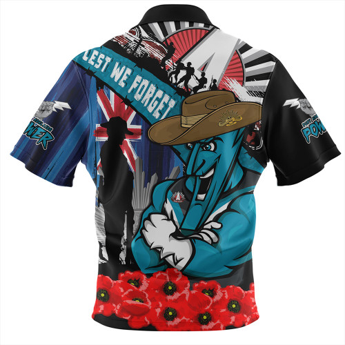 Port Adelaide Zip Polo Shirt Anzac Day Honor United In Spirit