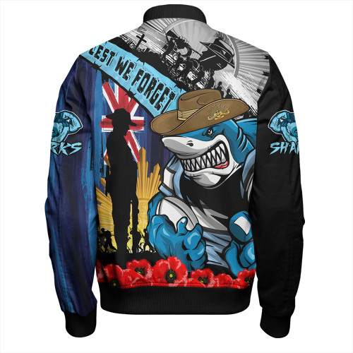 Cronulla-Sutherland Sharks Bomber Jacket United In Spirit Anzac Day Tribute Cronulla-Sutherland Sharks Bomber Jacket United In Spirit Anzac Day Tribute